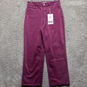RFM Jeans Women' s 11 / 30 ‎ Wide Leg Distressed Street Raw Hem Baggy Purple NWT